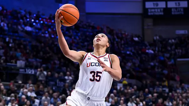 STORRS, CONNECTICUT - February 11 - Azzi Fudd #35 of the UConn Huskies in the game against the Creighton University Bluejays at Harry A. Gampel Pavilion on February 11 in Storrs, Connecticut.
Photo by Simon Asher