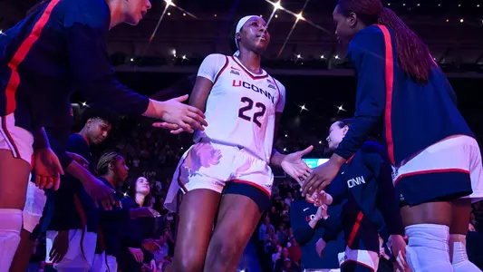 HARTFORD, CONNECTICUT - February 26 - Serah Williams #22 of the UConn Huskies in the game against the Georgetown University Hoyas at PeoplesBank Arena in Hartford, CT.
Photo by Simon Asher
