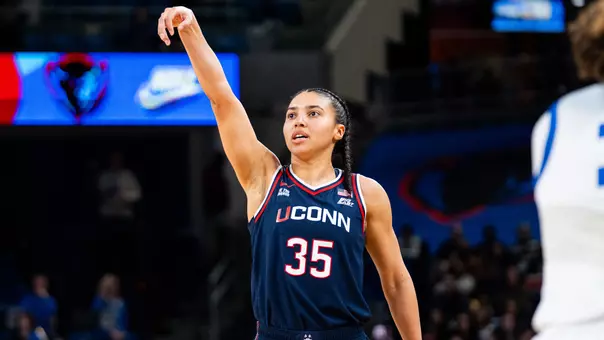 CHICAGO, ILLINOIS - February 4 - UConn Huskies Azzi Fudd #35 in the game against the DePaul Blue Demons at Wintrust Arena in Chicago, IL. The Huskies win with a final score of 86-40.
Photo by Connor Sharp