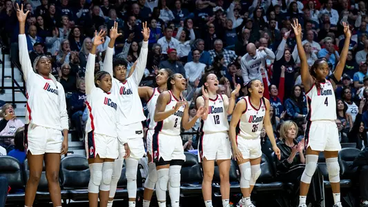 UNCASVILLE, CONNECTICUT - March 9 - UConn Huskies Bench win against the Villanova Wildcats during the Big East Women’s Basketball Championship at Mohegan Sun Arena in Uncasville, Connecticut.
Photo by Simon Asher