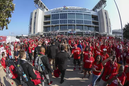Houston Cougars players arrive at NRG Stadium before a game against the Oklahoma Sooners. Troy Taormina-USA TODAY Sports