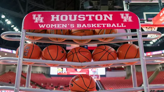 College basketball game between Stephen F. Austin Ladyjacks and Houston Cougars on December 11, 2020, at Fertitta Center in Houston, Texas. Houston Cougars won 61-59.