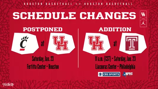Schedule Update, Cincinnati, Temple, Jan. 20, 2021