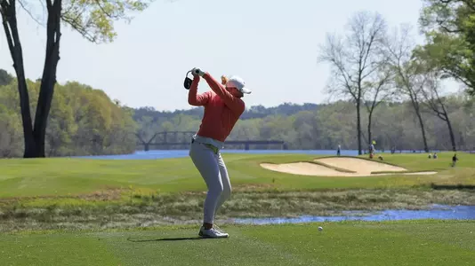 Karen Fredgaard of Denmark plays her stroke from the No. 4 tee during Round 2 of the Augusta National Women's Amateur, Thursday, April 1, 2021.
