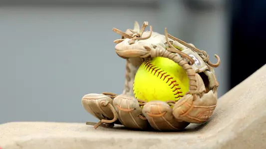 STOCK softball ball and glove