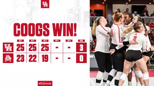 Coogs win, 3-0 (25-23, 25-22, 25-19)