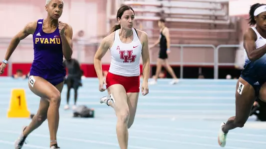 Cecilia Tamayo-Garza wins the 60-meter dash at the Robert Platt Invitational