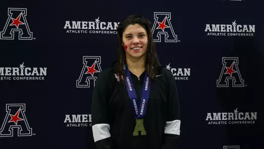 Henrietta Fangli 100-yard breaststroke third place 2023 AAC S&D Championships