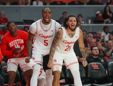 Ja'Vier Francis, Emanuel Sharp, Bench, Cheer, Yell, Celebrate