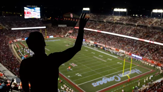 View of TDECU at halftime from the highest seat. Record attendance at the Big 12 Debut vs UTSA. September 2, 2023