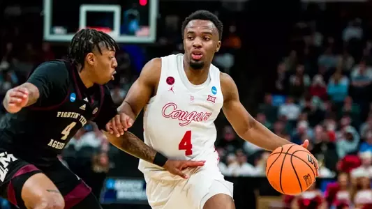 Guard L.J. Cryer (4) during the Houston vs. Texas A&M March Madness Round 2 game at FedEx Forum in Memphis, Tennessee, USA, March 24, 2024.
Photo by: Matthew A. Smith