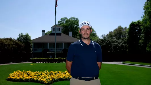 2024 Latin America Amateur Champion Santiago de la Fuente of Mexico poses for a portrait at Founders Circle during practice round 1 prior to the start of the 2024 Masters Tournament at Augusta National Golf Club, Monday, April 8, 2024.