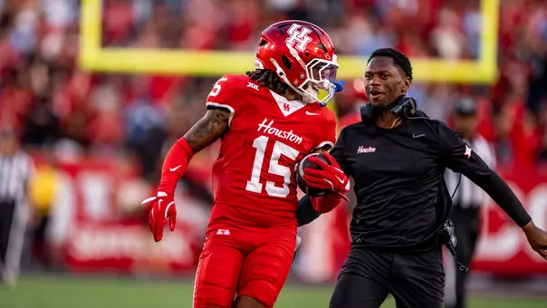 Will James celebrates with PJ Hall vs. TCU