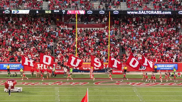 Fans Student Section Cheer HOUSTON Flags
