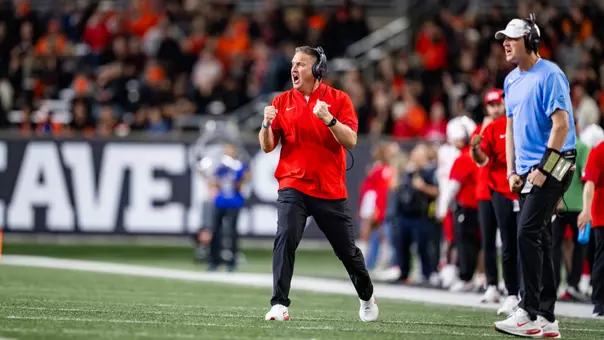 Shawn Bell celebrates at Oregon State