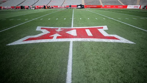 Big 12 Conference logo on TDECU Stadium field