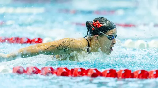 Alondra Ortiz swimming the butterfly at the Phill Hansel Invitational
