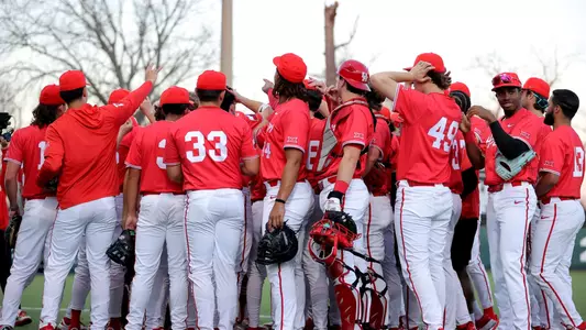 Team huddle vs. Sam Houston