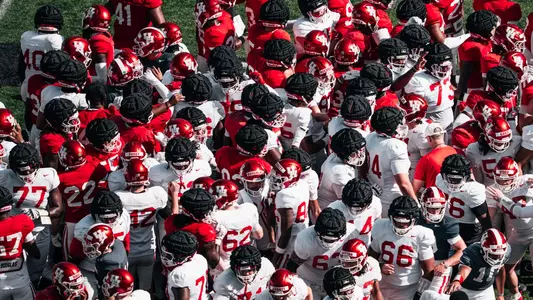 Team Huddle at Spring Practice
