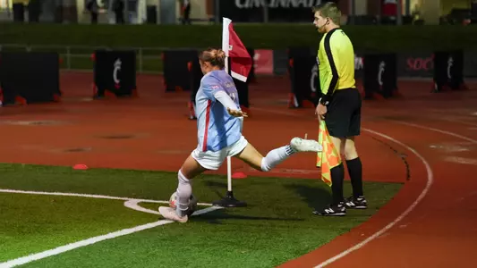 skylar miller takes a corner kick