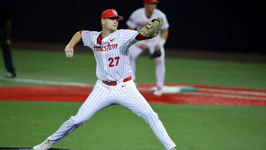 Paul Schmitz throws a pitch against UTRGV on Feb. 20, 2026.