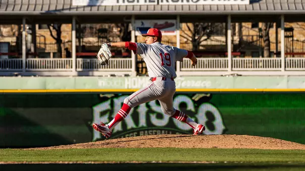 Harrison Boushele throws a pitch at Riders Field in Frisco, Texas.
