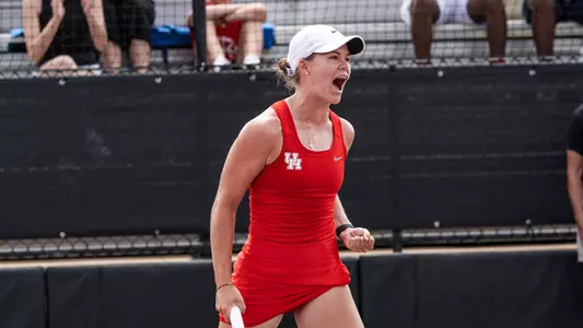 valeriia krokhotina celebrates after winning a point