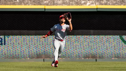 Xavier Perez lines up to catch a fly ball in right field.
