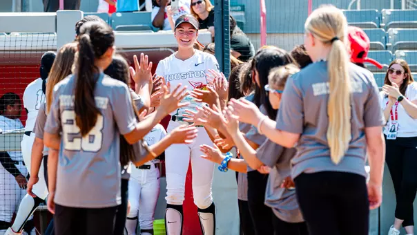 Mandy Esman running onto the field during intros