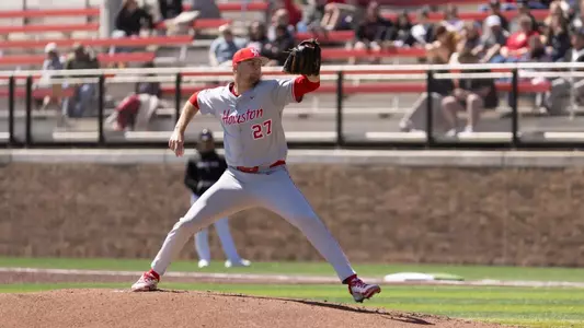Paul Schmitz pitches at Texas Tech