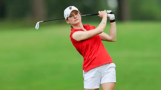 Natalie Saint Germain watches her shot after hitting