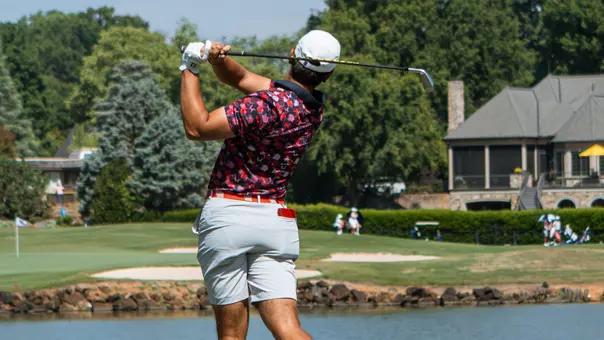 Hudson Weibel tees off at NCAA Bermuda Run Regional