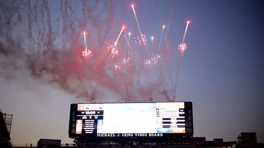 Fireworks over scoreboard