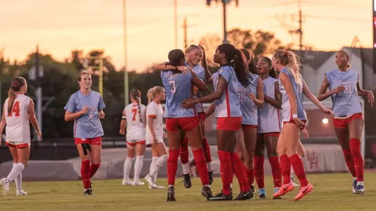 Houston soccer celebrates goal