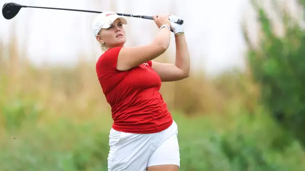 Emilia Väistö watches her drive during Schooner Fall Classic Final Round at Belmar Golf Club.
