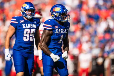 LAWRENCE, KS - October 19, 2024 - KU football during a game vs. Houston at Arrowhead Stadium in Kansas City, Missouri. Photo by /Kansas Athletics
