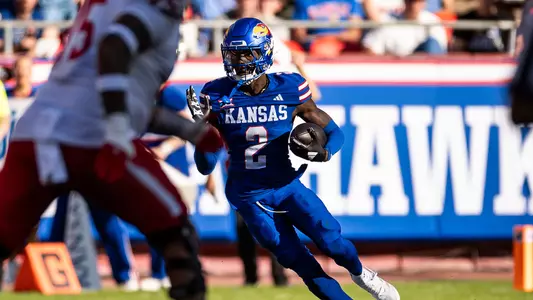 LAWRENCE, KS - October 19, 2024 -  KU football during a game vs. Houston at Arrowhead Stadium in Kansas City, Missouri. Photo by /Kansas Athletics
