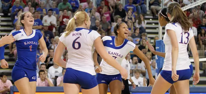 Kansas Volleyball Upsets No. 10 Iowa State Image