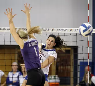 Kansas Battles in Dramatic Four-Set Loss at Kansas State Image