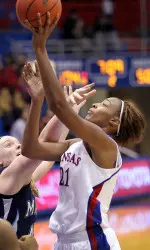 Two Double-Doubles Not Enough as KU Drops First Game of the Season Image