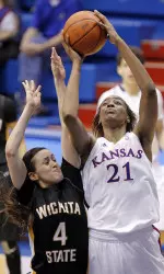 Kansas Cruises to 79-58 Victory Over Wichita State in Opening WNIT Game Image