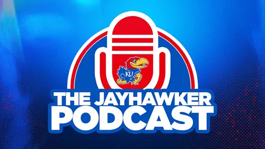 Banner that says "The Jay Hawker Podcast" with a the University of Kansas Athletic Logo over the top.