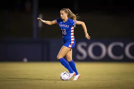 LAWRENCE, KS - August 18, 2022 - during a game between the Kansas Jayhawks and the Ohio State Buckeyes at Rock Chalk Park in Lawrence, KS. Photo by Aiden Droge/Kansas Athletics
