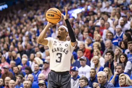 Five Jayhawks Score in Double-Figures as No. 3 Kansas Holds off West Virginia, 76-74 Image