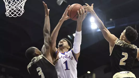 No. 1 Kansas shoots past Hornets, 93-55 Image