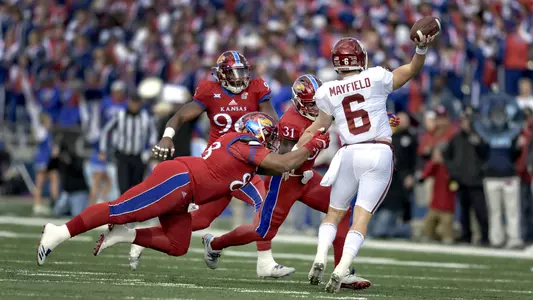 Jayhawks drop final 2017 home contest to Oklahoma, 41-3 Image