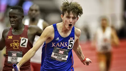 Kansas snares 3 conference titles, men in first after day 1 of Big 12 Indoor Championship Image