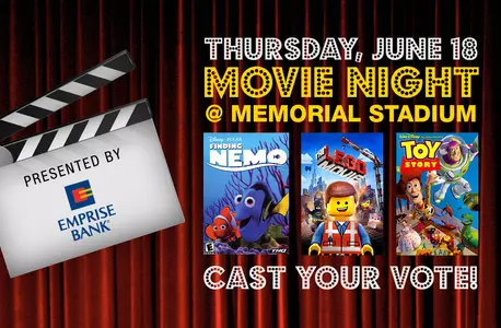 Movie Night at Memorial Stadium presented by Emprise Bank set for June 18 Image