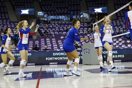 Jayhawks Conclude Big 12 Play with Four-Set Victory Over TCU Image