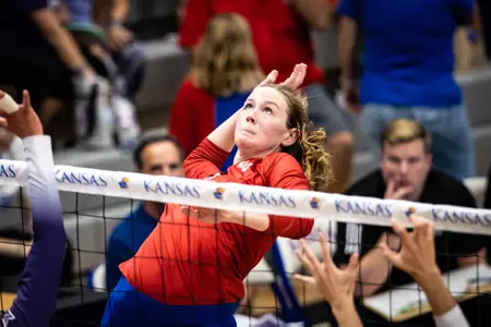 Langs Hits 500th Career Block in Loss to No. 11 Baylor Image